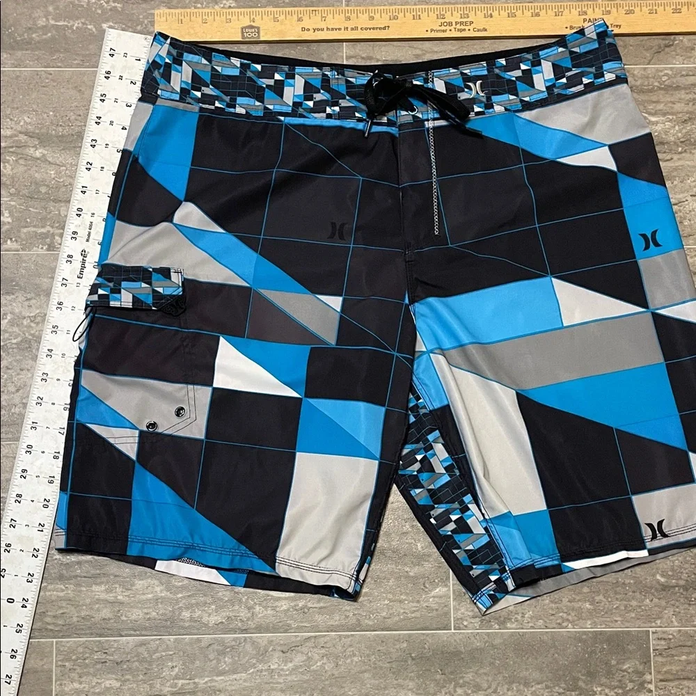 Men's Hurley Phantom Boardshorts Blue Black Size 38 Surf Beach Swim Trunks